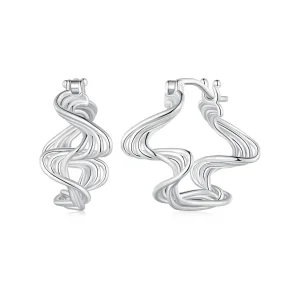 (bilde for) Pandora Style Wave Hoop øredobber - BSE907