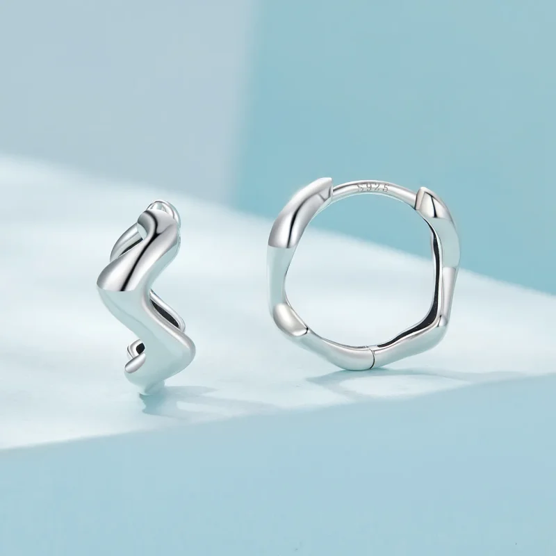 (bilde for) Pandora Style Wave Hoop øredobber - SCE1624 - Vis 2