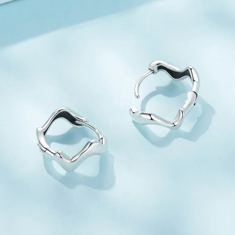 (bilde for) Pandora Style Wave Hoop øredobber - SCE1624 - Vis 3