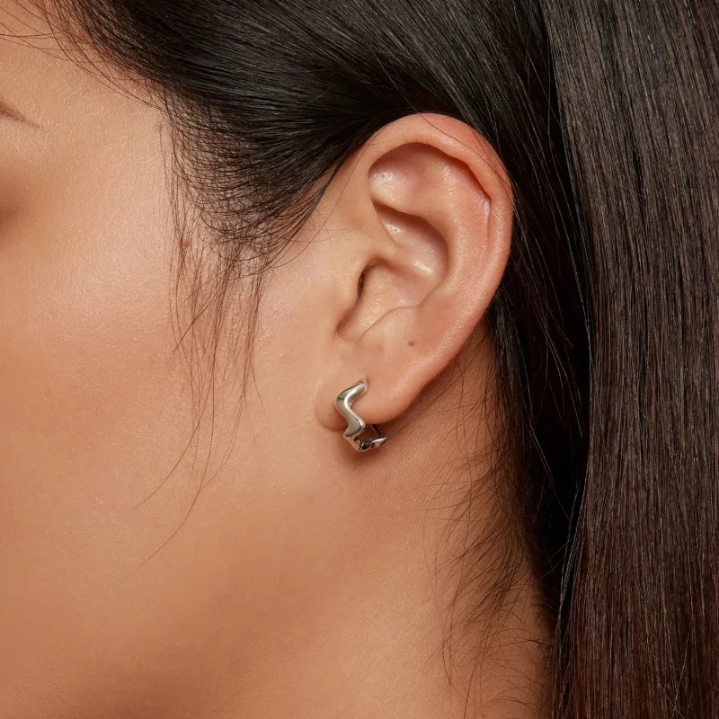 (bilde for) Pandora Style Wave Hoop øredobber - SCE1624 - Vis 6