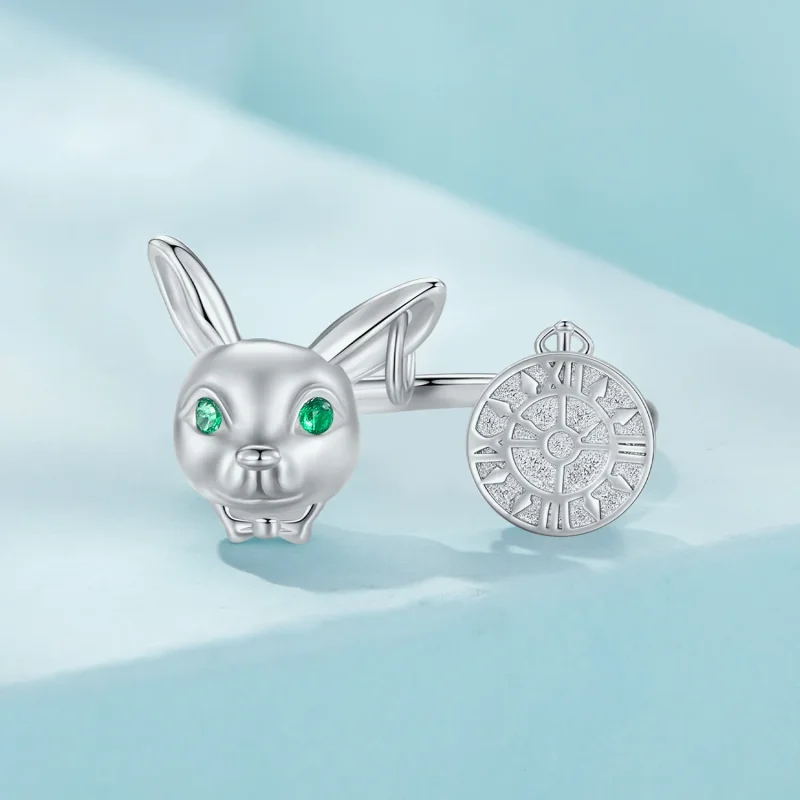 (bilde for) Pandora Style White Rabbit Clock Ring - SCR948-E - Vis 3
