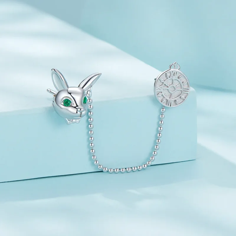 (bilde for) Pandora Style White Rabbit Clock Studs øredobber - SCE1617 - Vis 2