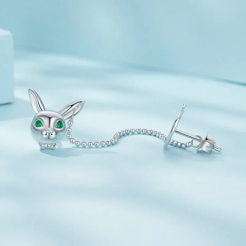 (bilde for) Pandora Style White Rabbit Clock Studs øredobber - SCE1617 - Vis 3