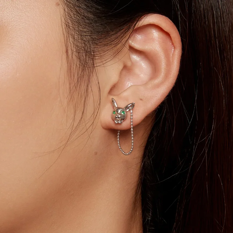 (bilde for) Pandora Style White Rabbit Clock Studs øredobber - SCE1617 - Vis 5