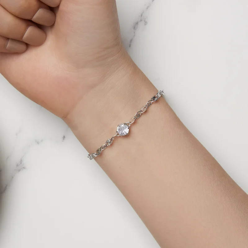 (bilde for) Pandora Style Zircon Fine Sparkle Chain Armbånd - BSB142 - Vis 6