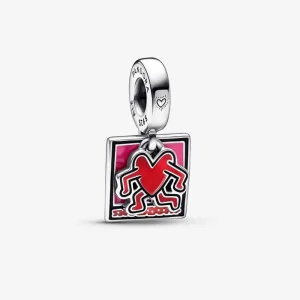 (bilde for) Keith Haring™ x Pandora Gående Hjerte Dobbel Hengende Charm - 792216C01