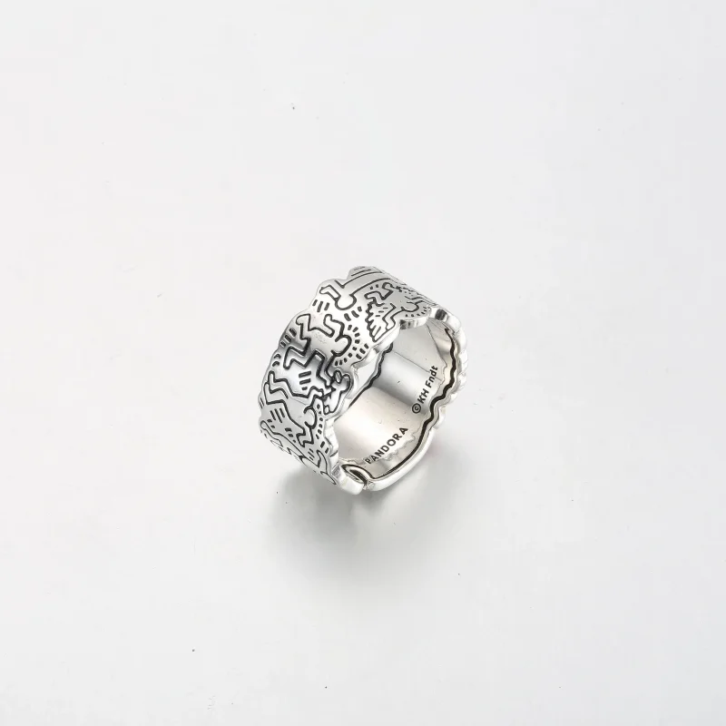 (bilde for) Keith Haring™ x Pandora Line Art Love & People Bred Ring​ - 192222C01 - Vis 3