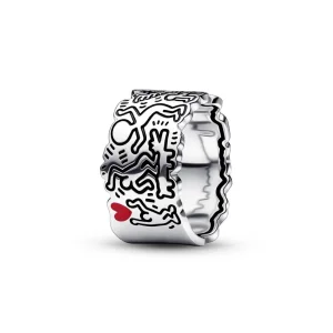 (bilde for) Keith Haring™ x Pandora Line Art Love & People Bred Ring​ - 192222C01