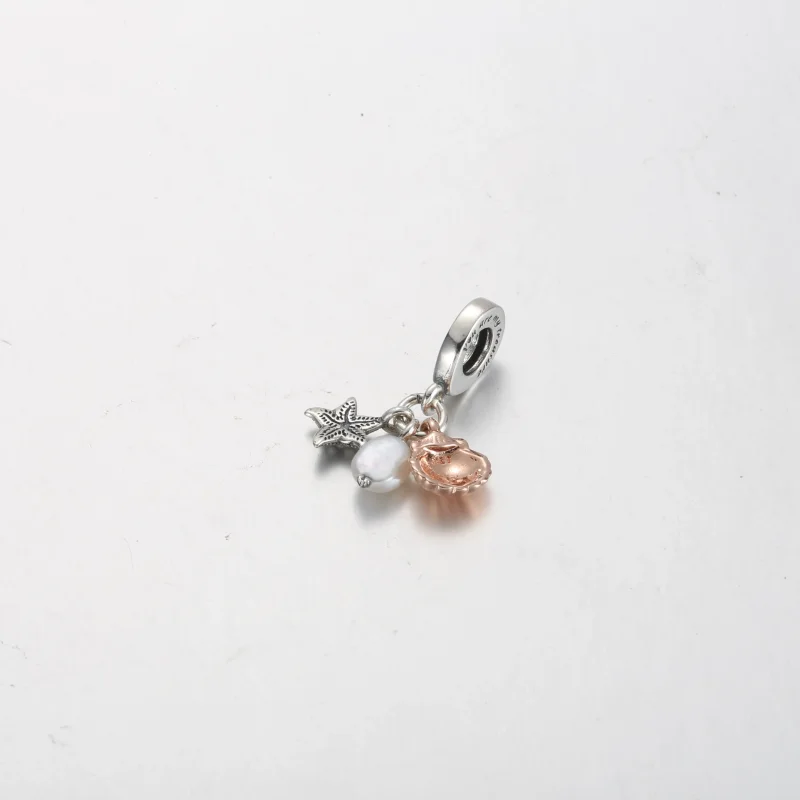 (bilde for) Pandora Behandlet Ferskvannskulturperler, Sjøstjerne og Skall Trippel Hengende C - Vis 3