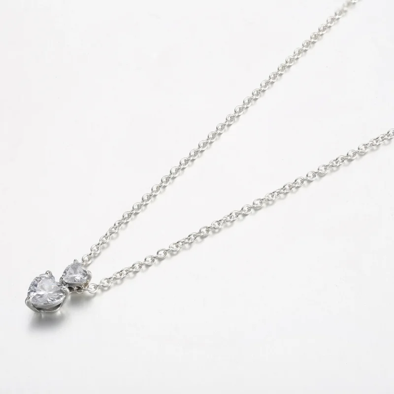 (bilde for) Pandora Dobbelt Hjerte Anheng Funklende Collier Halskjede - 391229C01 - Vis 2