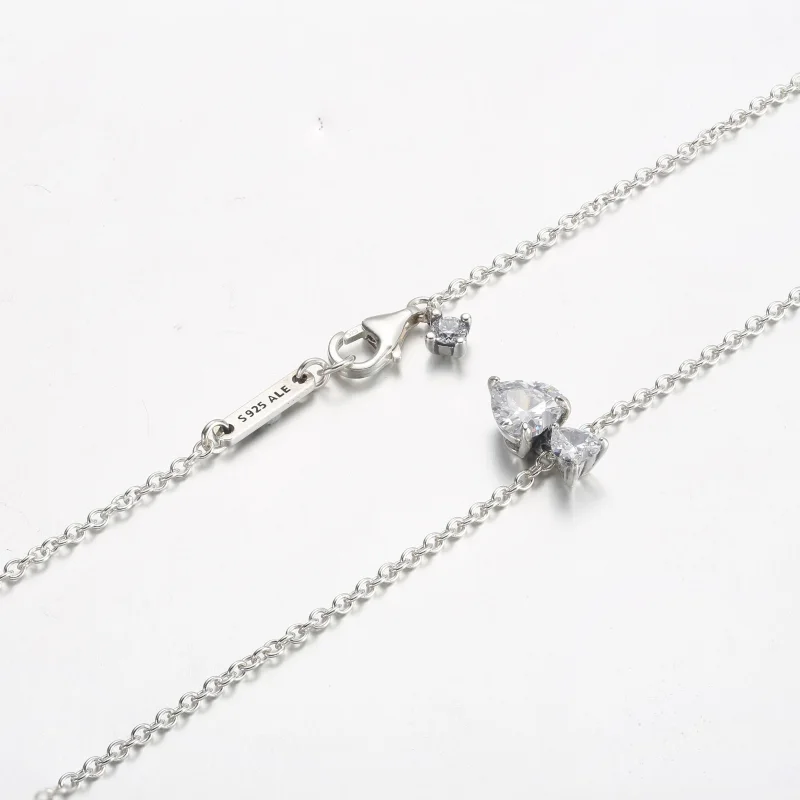 (bilde for) Pandora Dobbelt Hjerte Anheng Funklende Collier Halskjede - 391229C01 - Vis 5