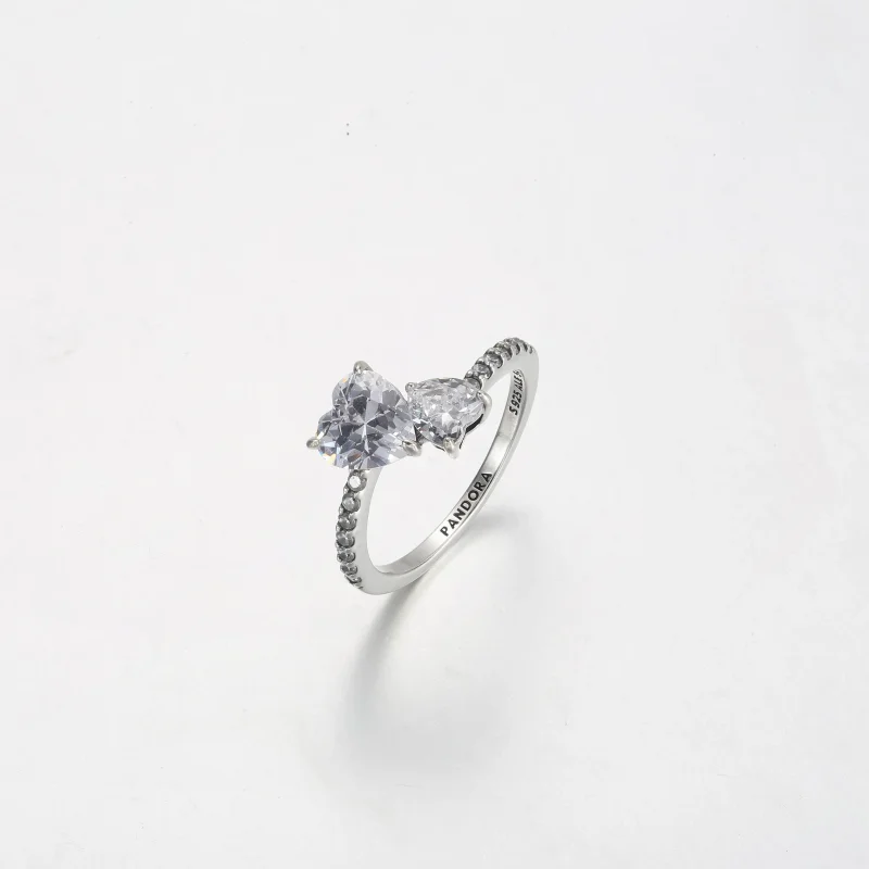 (bilde for) Pandora Dobbelt Hjerte Funklende Ring - 191198C01 - Vis 2