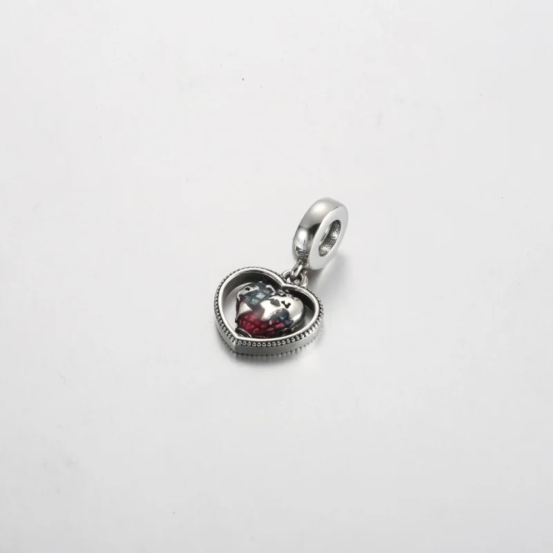 (bilde for) Pandora Familie Snurrende Hjerte Jordklode Hengende Charm - 792240C01 - Vis 2