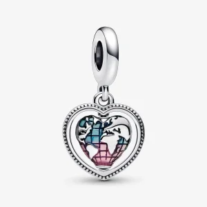 (bilde for) Pandora Familie Snurrende Hjerte Jordklode Hengende Charm - 792240C01