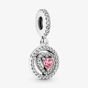 (bilde for) Pandora Funklende Dobbel Halo Hjerte Hengende Charm - 791476C01