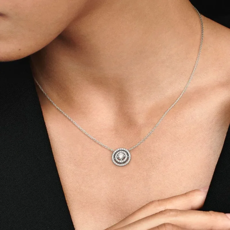 (bilde for) Pandora Funklende Dobbel Ring Collier Halskjede - 399414C01-45 - Vis 4