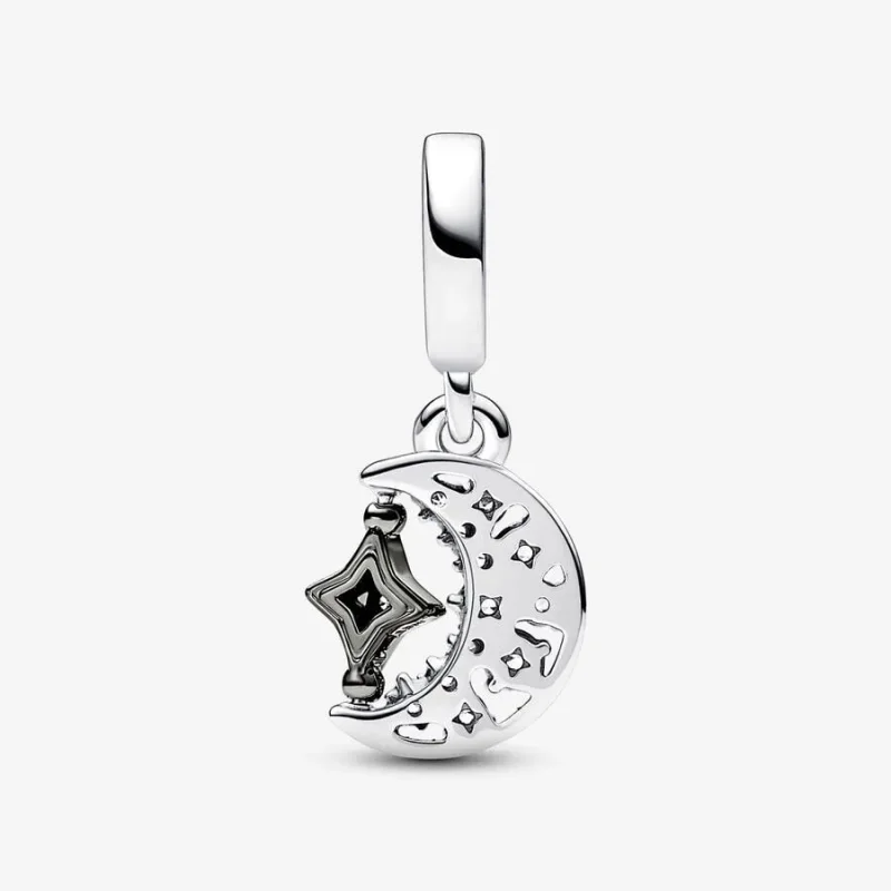 (bilde for) Pandora Funklende Halvmåne og Snurrbar Stjerne Hengende Charm - 792781C01 - Vis 2