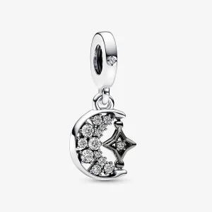 (bilde for) Pandora Funklende Halvmåne og Snurrbar Stjerne Hengende Charm - 792781C01