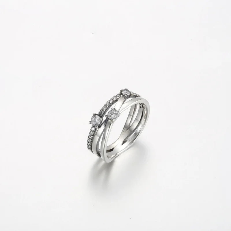 (bilde for) Pandora Funklende Trippel Båndring - 199400C01 - Vis 2