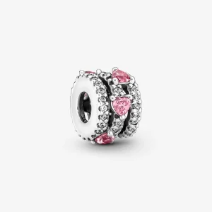 (bilde for) Pandora Funklende Trippel Halo Hjerter Charm - 791161C01