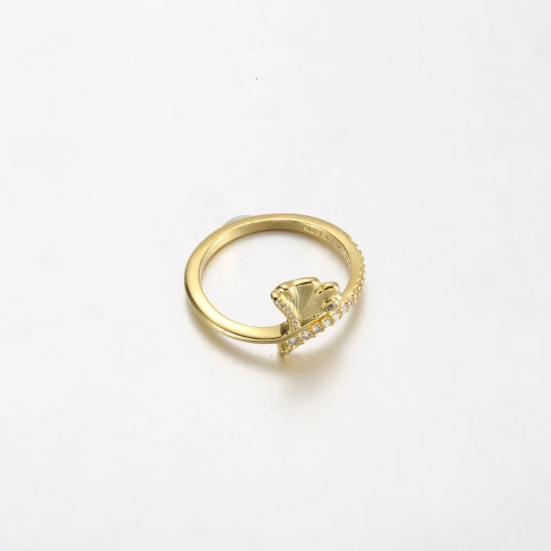 (bilde for) Pandora Ginkgo 14k gold-plated ring with clear cubic zirconia - 162444C01 - Vis 3