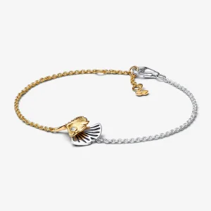 (bilde for) Pandora Ginkgo sterling silver and 14k gold-plated chain bracelet with clear cubic zirconia - 562427C01