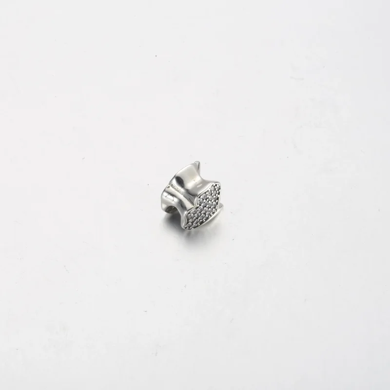 (bilde for) Pandora Ginkgo sterling silver charm with clear cubic zirconia and pearlescent e - Vis 3