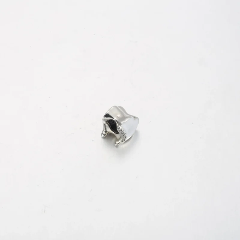 (bilde for) Pandora Ginkgo sterling silver charm with clear cubic zirconia and pearlescent e - Vis 4