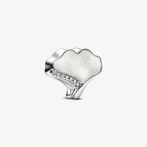 (bilde for) Pandora Ginkgo sterling silver charm with clear cubic zirconia and pearlescent enamel - 792430C01