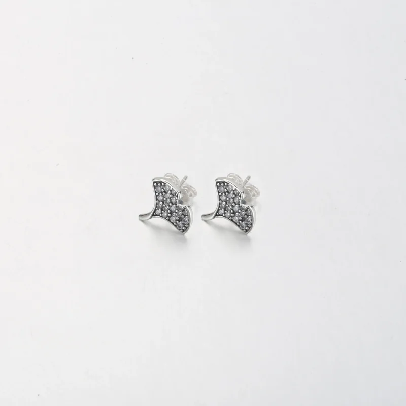 (bilde for) Pandora Ginkgo sterling silver stud earrings with clear cubic zirconia - 292439C - Vis 2