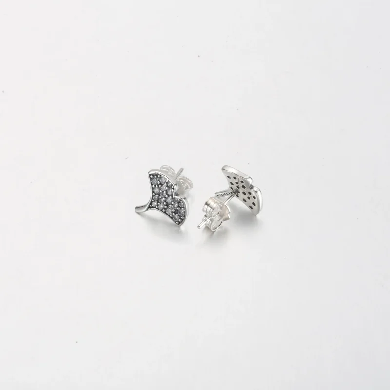 (bilde for) Pandora Ginkgo sterling silver stud earrings with clear cubic zirconia - 292439C - Vis 3