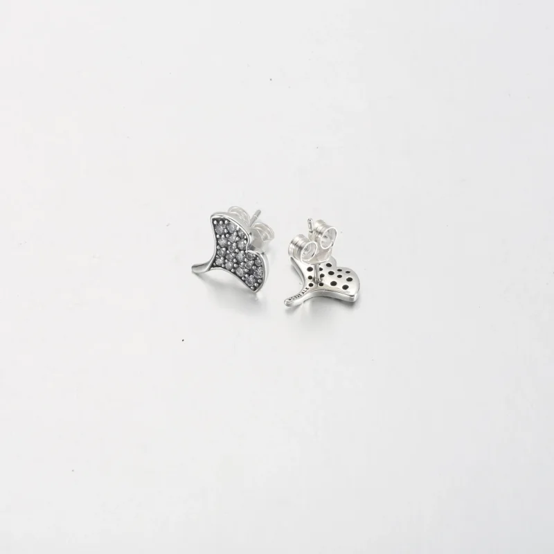 (bilde for) Pandora Ginkgo sterling silver stud earrings with clear cubic zirconia - 292439C - Vis 4