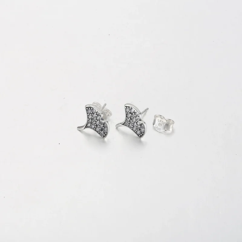 (bilde for) Pandora Ginkgo sterling silver stud earrings with clear cubic zirconia - 292439C - Vis 5