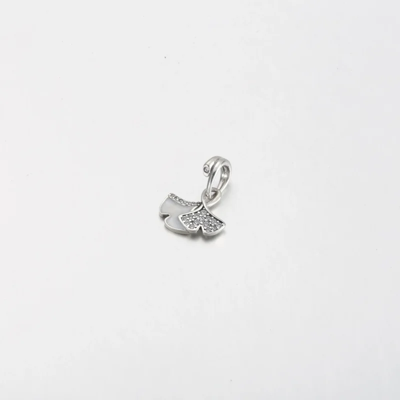 (bilde for) Pandora Ginkgo sterling sølv dingler med klar cubic zirconia og perlemorsk emalj - Vis 2