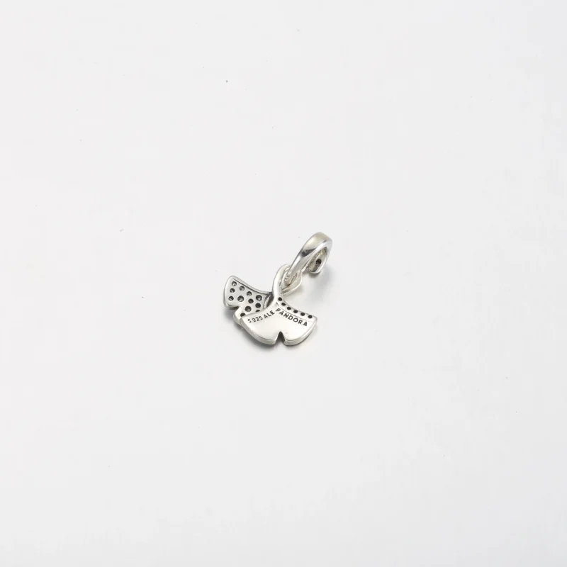(bilde for) Pandora Ginkgo sterling sølv dingler med klar cubic zirconia og perlemorsk emalj - Vis 3