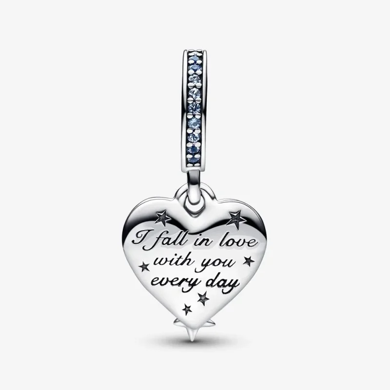 (bilde for) Pandora Himmelsk Stjerneskudd Hjerte Dobbel Hengende Charm - 792356C01 - Vis 5