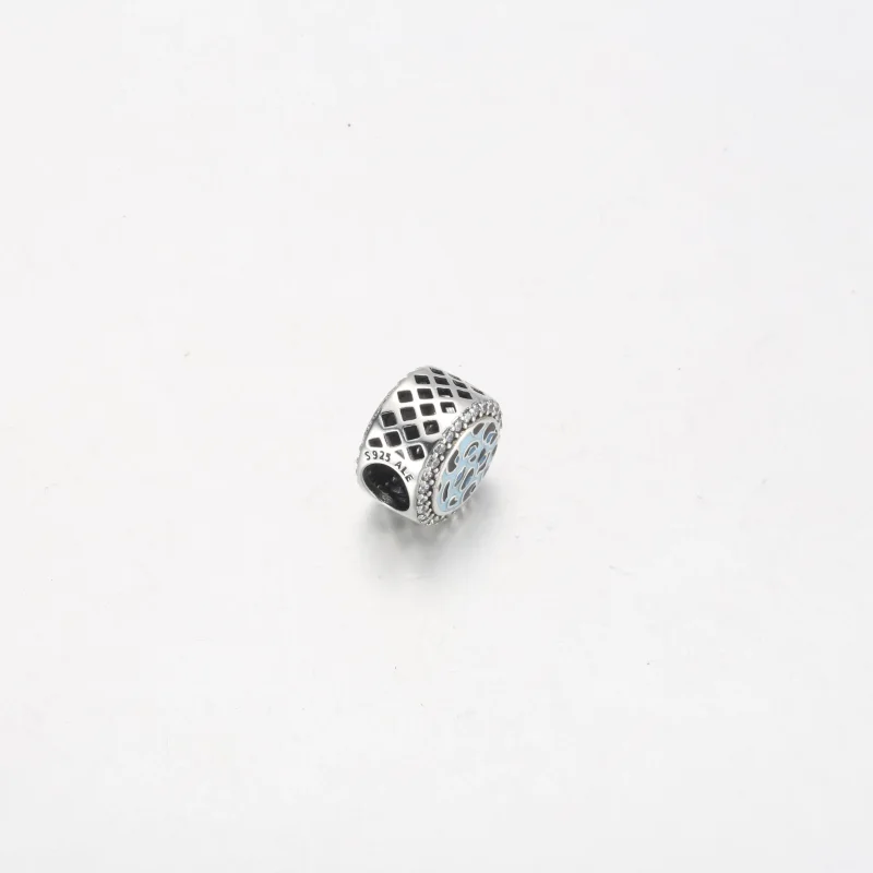 (bilde for) Pandora Leopardprint sterling sølv sjarm med klar cubic zirconia, pastellblå, hi - Vis 3