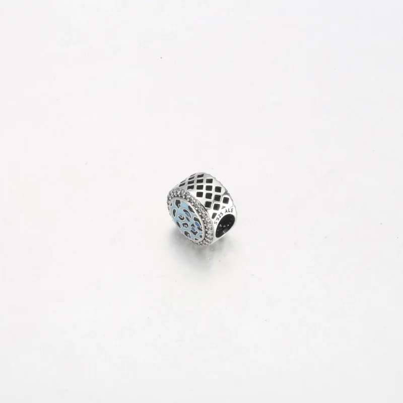 (bilde for) Pandora Leopardprint sterling sølv sjarm med klar cubic zirconia, pastellblå, hi - Vis 4