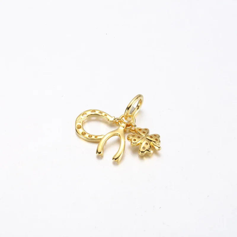 (bilde for) Pandora Lucky Clover, Wishbone & Horseshoe Dingle Charm - 752337c01 - Vis 3