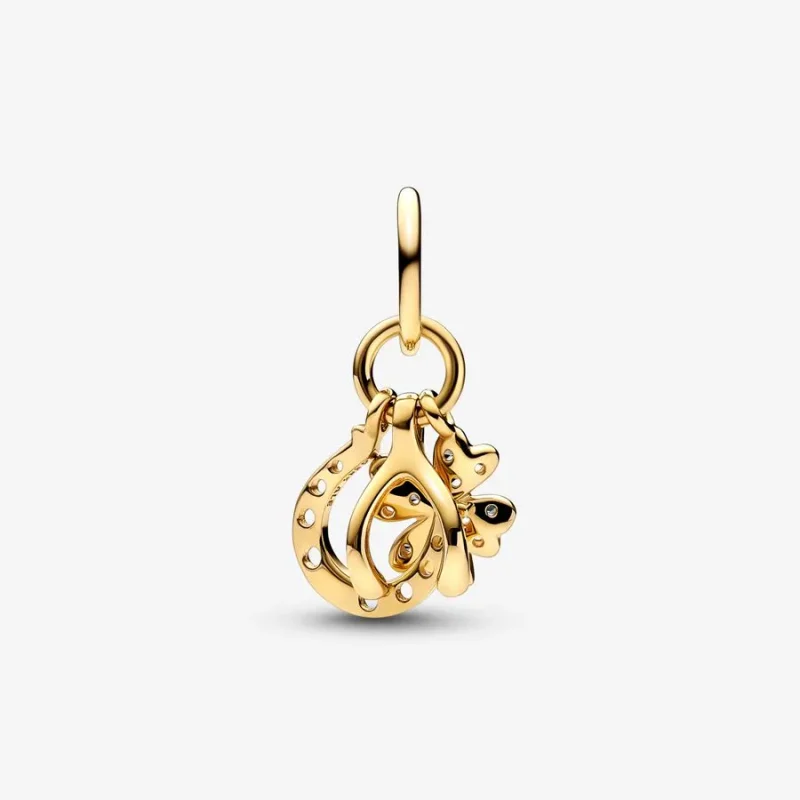 (bilde for) Pandora Lucky Clover, Wishbone & Horseshoe Dingle Charm - 752337c01 - Vis 5
