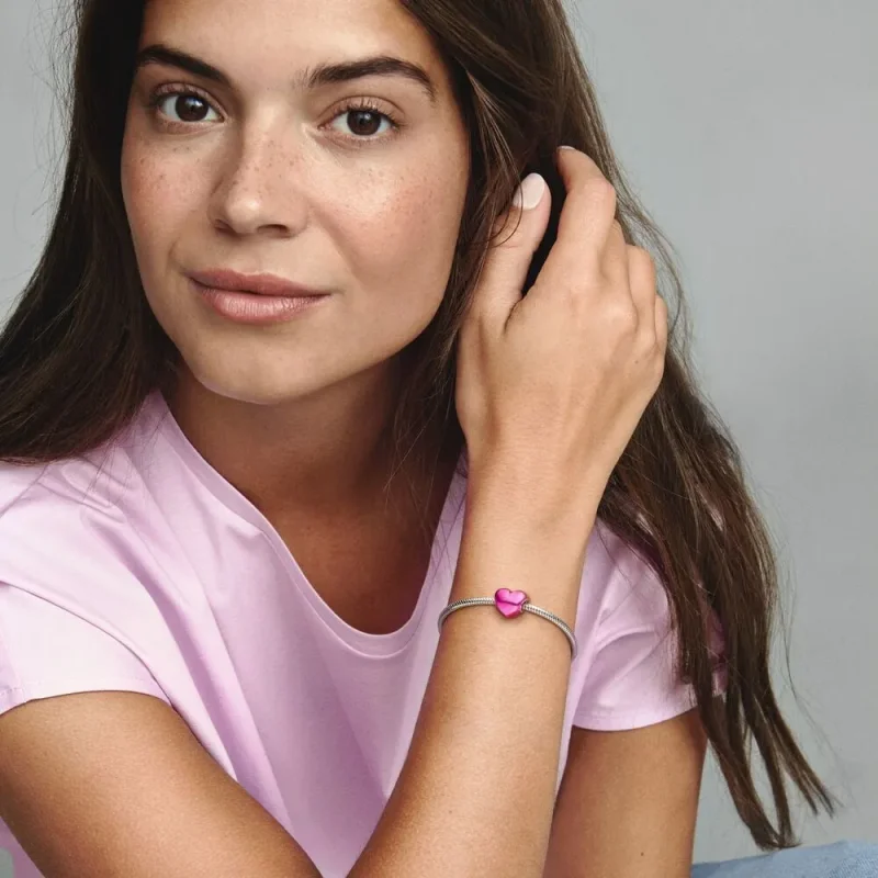 (bilde for) Pandora Metallisk Rosa Hjerte Charm - 799291C03 - Vis 6