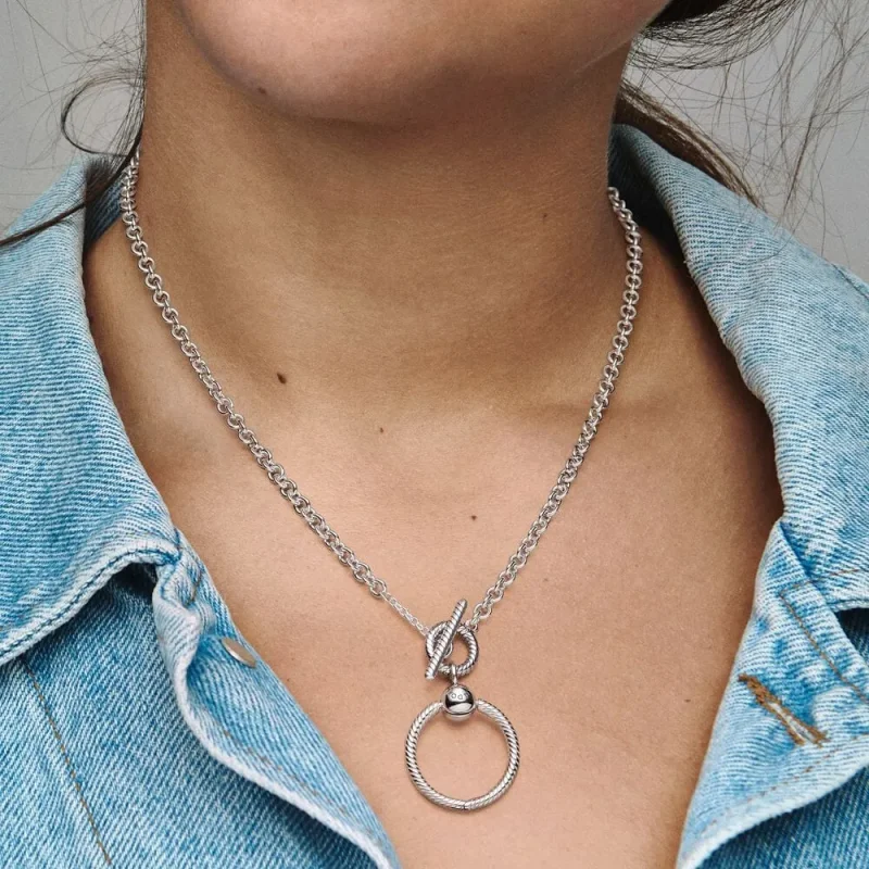 (bilde for) Pandora Moments O Pendant T-bar Halskjede - 391157C00 - Vis 6