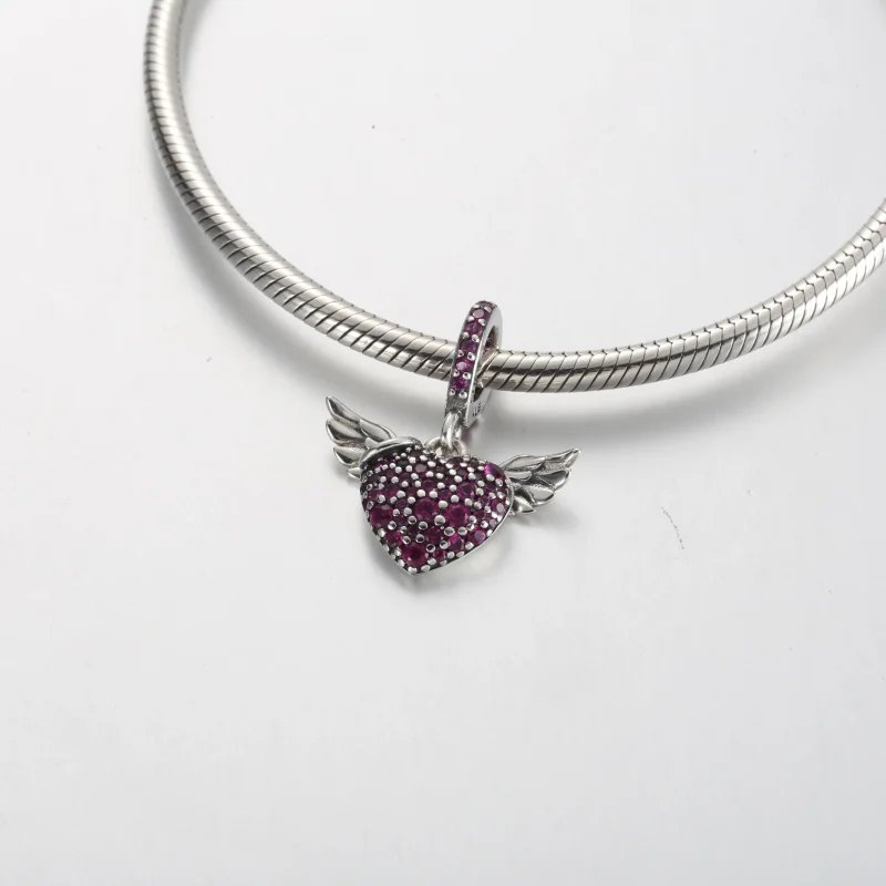 (bilde for) Pandora Pavé Heart & Angel Wings halskjede - 398505C01 - Vis 4