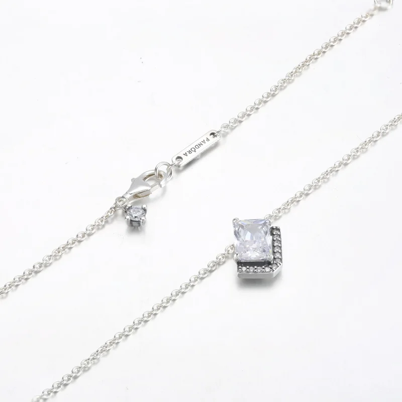 (bilde for) Pandora Rektangulært Funklende Sirkel Collier Halskjede - 392388C01 - Vis 5