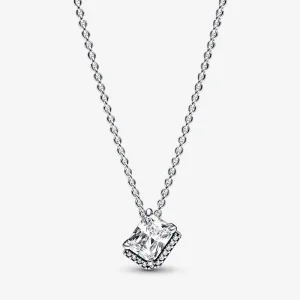 (bilde for) Pandora Rektangulært Funklende Sirkel Collier Halskjede - 392388C01