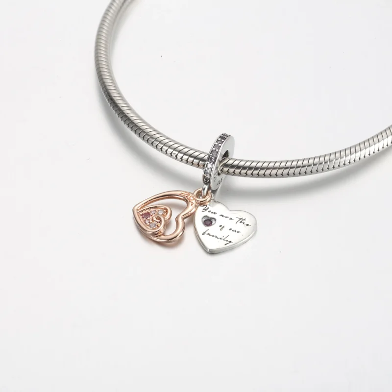 (bilde for) Pandora Sammenflettede Evige Hjerter Dobbel Hengende Charm - 781020C01 - Vis 4