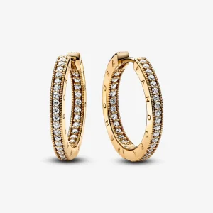(bilde for) Pandora Signature Logo og Pavé Øreringer - 262738C01