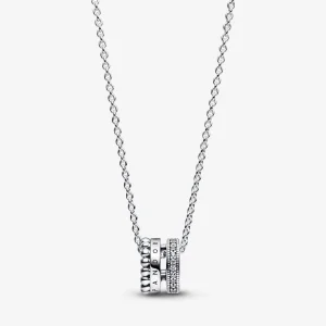 (bilde for) Pandora Signature Logo Pavé og Sølvkuler Anheng og Halskjede - 392311C01