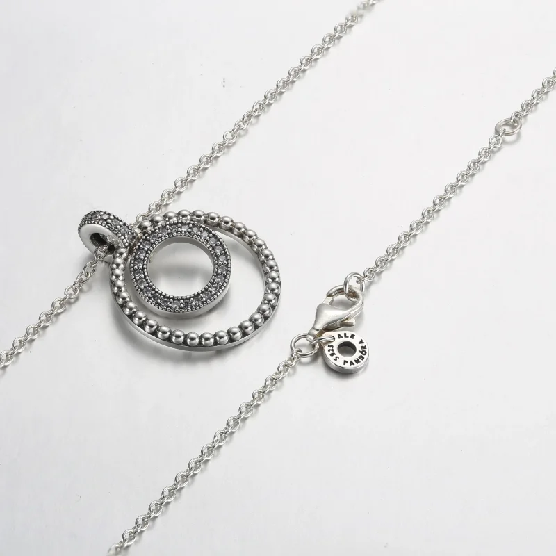 (bilde for) Pandora Signature Pavé og Sølvkuler Anheng og Halskjede - 392308C01 - Vis 5