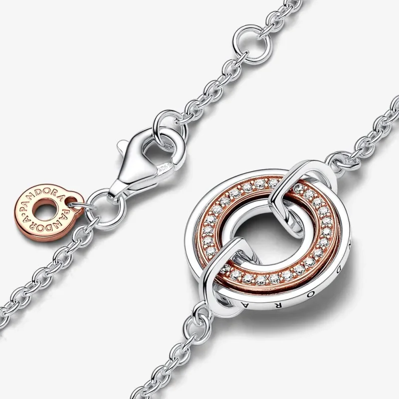 (bilde for) Pandora Signature To Tofarget Logo og Pavé Kjedearmbånd - 582741C01 - Vis 2